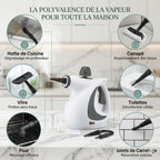 Nettoyeur à Vapeur Portatif 1050W 3 Bars | Machine Vapeur Multi-Surfaces